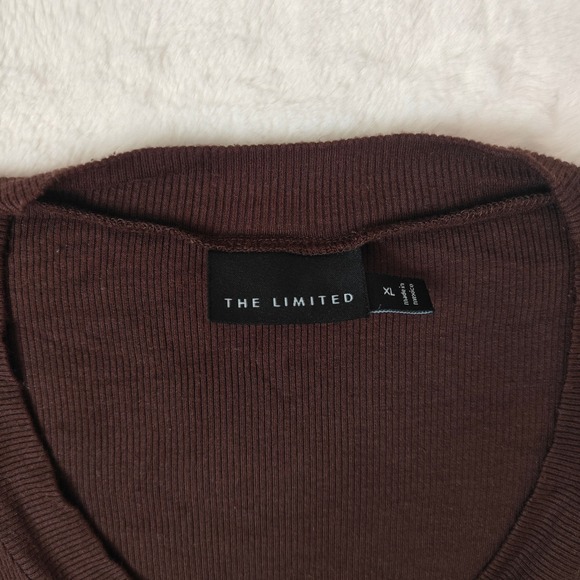 Vintage The Limited Women's Y2K Top Brown Ribbed Scoop Neck Short Sleeve Tee XL - Picture 5 of 5
